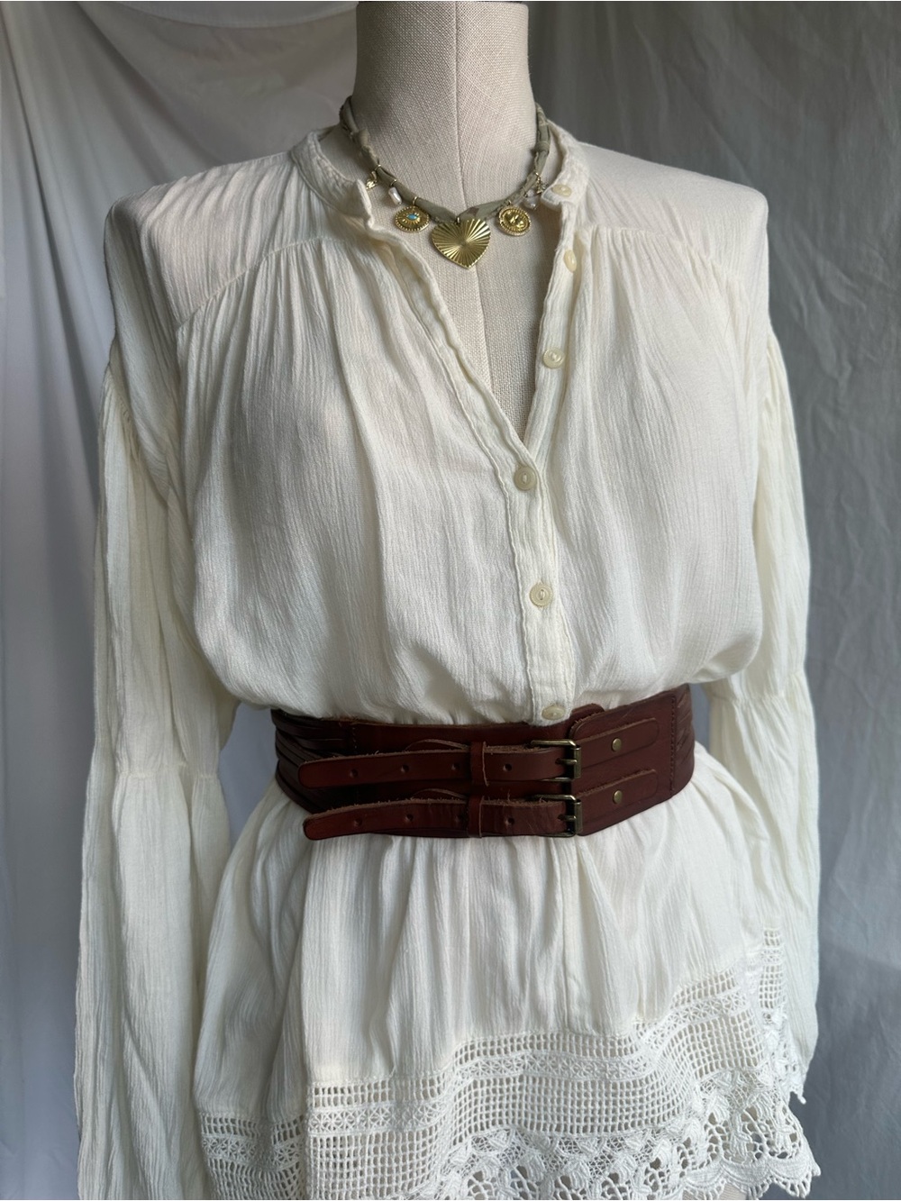 J.Crew Double Buckle Wide Leather Waist Belt — Size M